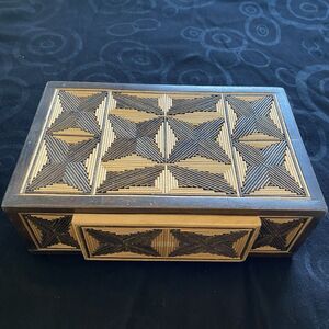 Vintage MCM Russian Sovak Inlaid Ornate Wood Box. Drawer. Handcrafted. Beautiful